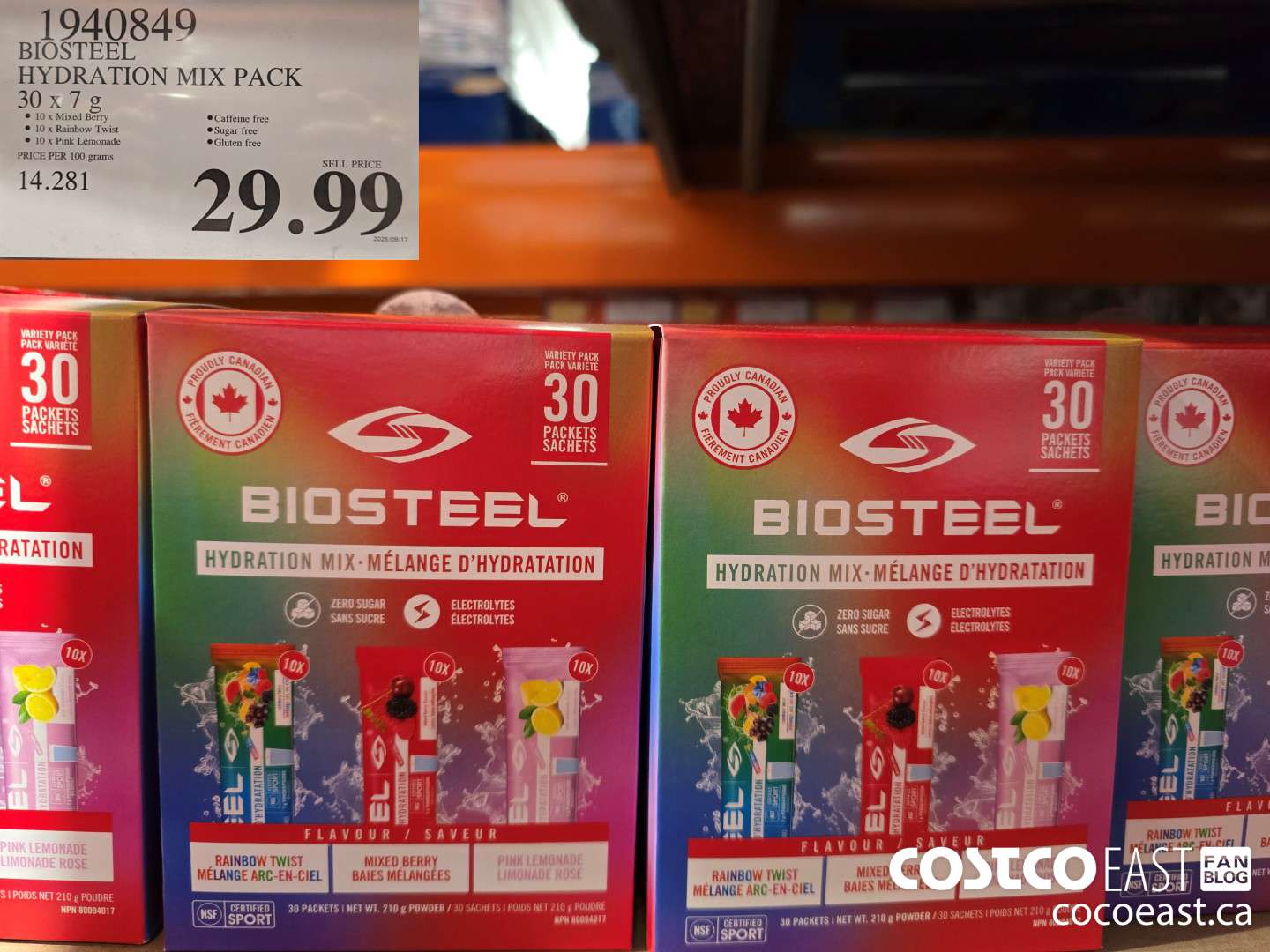 1940849 BIOSTEEL HYDRATION MIX PACK 30 X 7 G $29.99