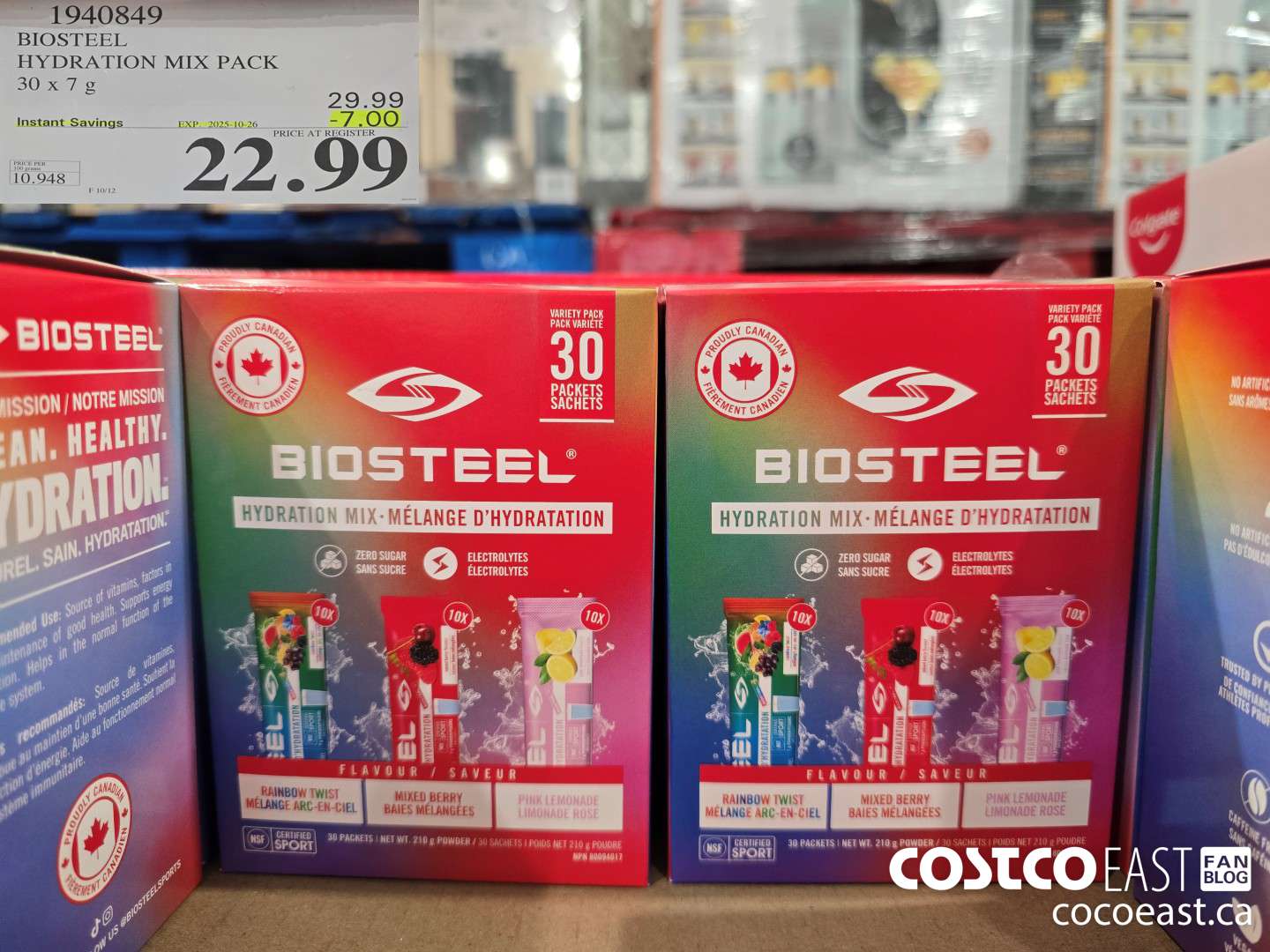 1940849 BIOSTEEL HYDRATION MIX PACK 30 X 7 G ($7.00 INSTANT SAVINGS EXPIRES ON 2025-10-26) $22.99