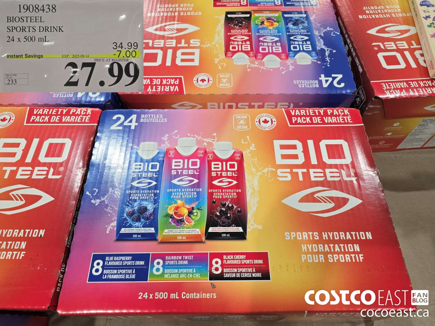 1908438 BIOSTEEL SPORTS DRINK 24 x 500 mL ($7.00 INSTANT SAVINGS EXPIRES ON 2025-09-14) $27.99