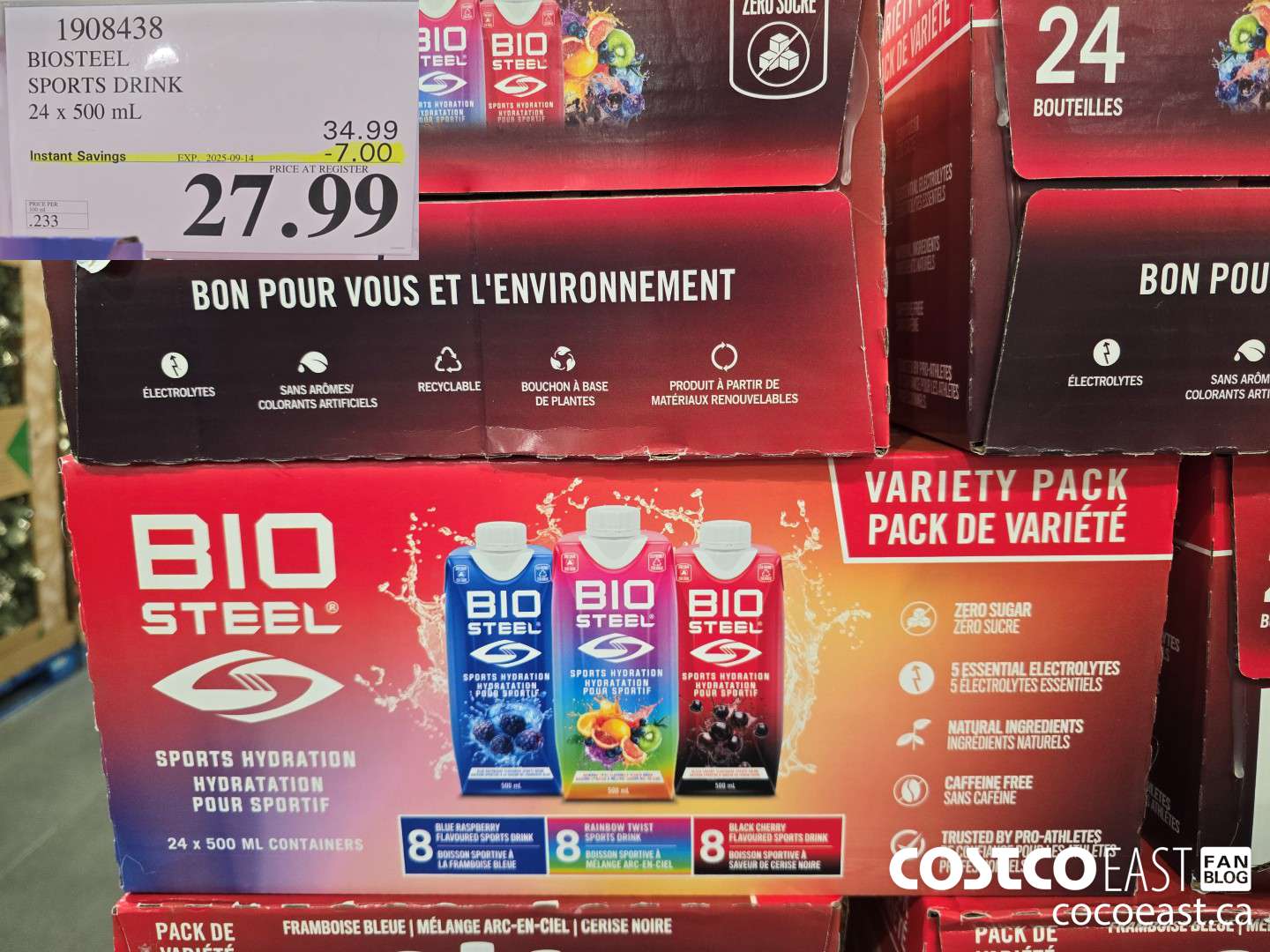 1908438 BIOSTEEL SPORTS DRINK 24 x 500 mL ($7.00 INSTANT SAVINGS EXPIRES ON 2025-09-14) $27.99