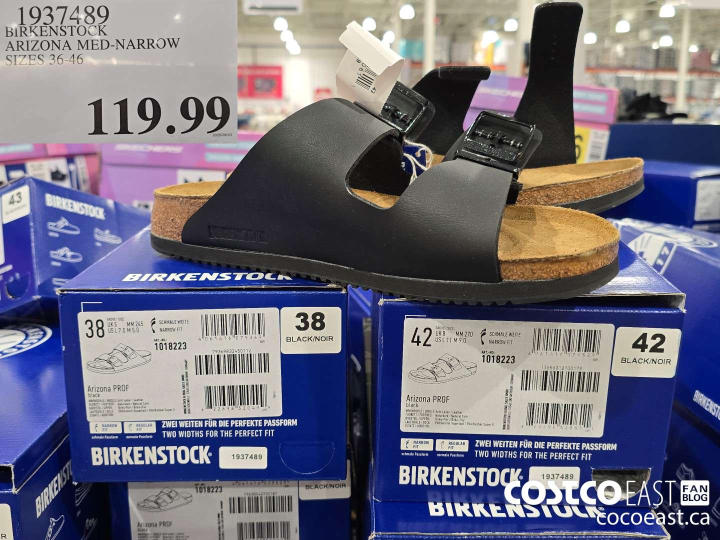 1937489 BIRKENSTOCK ARIZONA MED-NARROW SIZES 36-46 $119.99