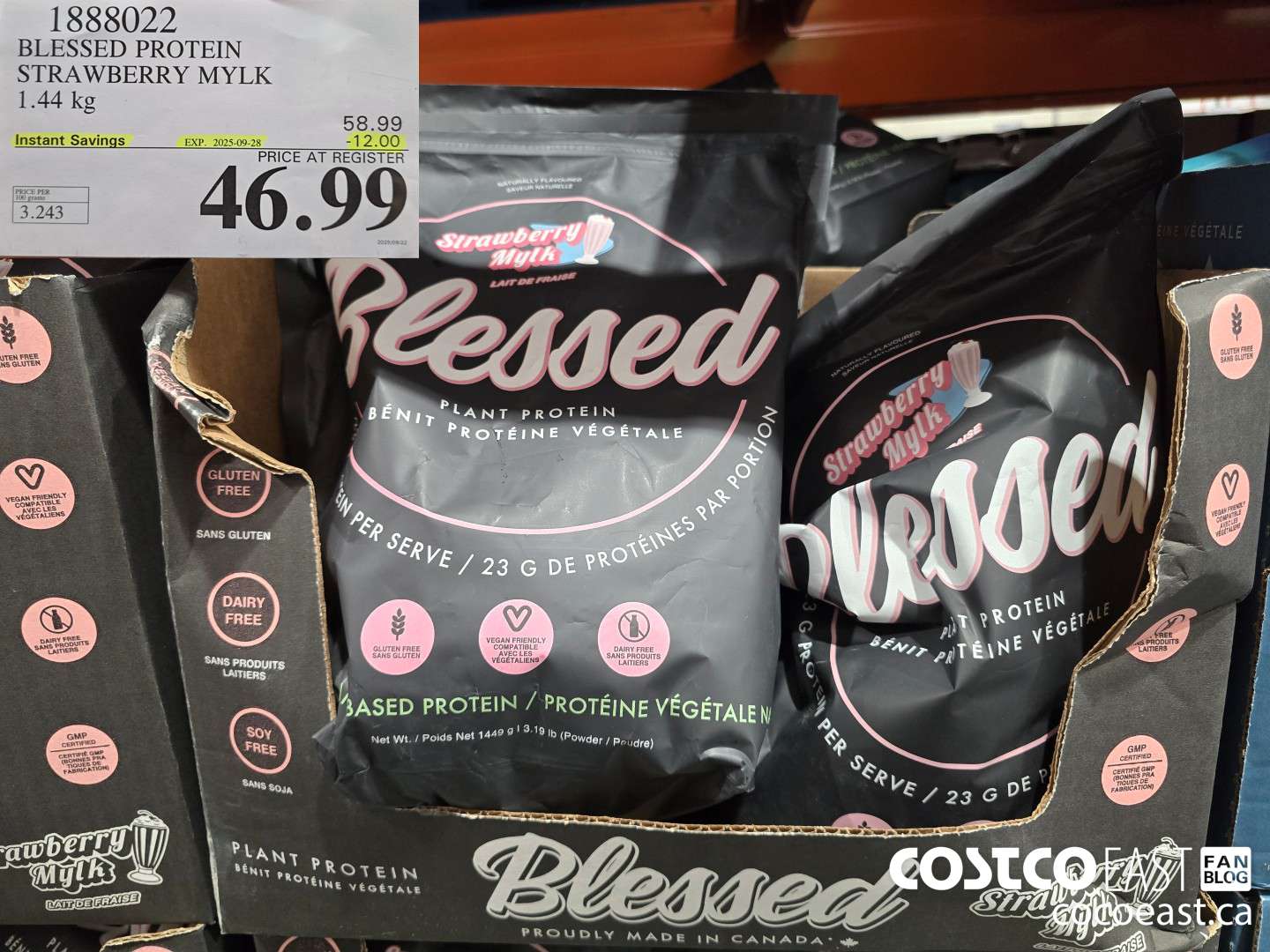 1888022 BLESSED PROTEIN STRAWBERRY MYLK 1.56 KG ($12.00 INSTANT SAVINGS EXPIRES ON 2025-09-28) $46.99