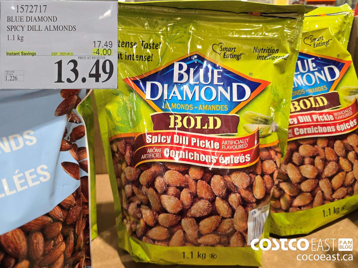 1572717 BLUE DIAMOND SPICY DILL ALMONDS 1.1 KG ($4.00 INSTANT SAVINGS EXPIRES ON 2025-09-21) $13.49