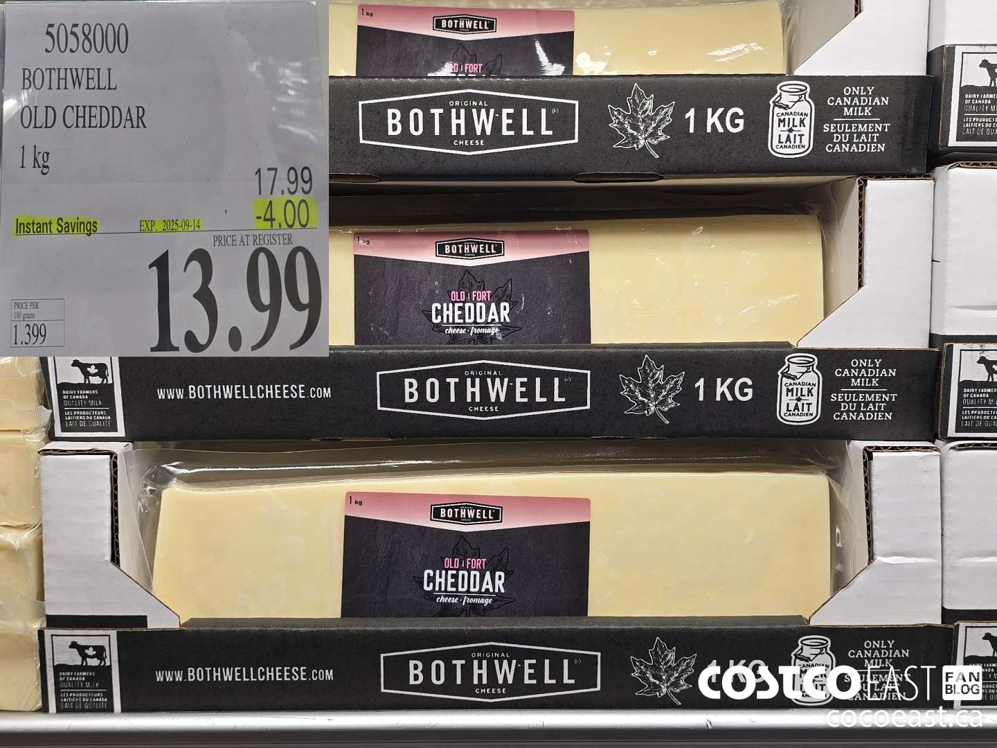 5058000 BOTHWELL OLD CHEDDAR 1kg  ($4.00 INSTANT SAVINGS EXPIRES ON 2025-09-14) $13.99