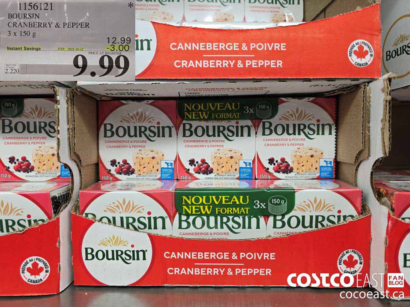 1156121 BOURSIN CRANBERRY & PEPPER 3 x 150 G ($3.00 INSTANT SAVINGS EXPIRES ON 2025-10-12) $9.99