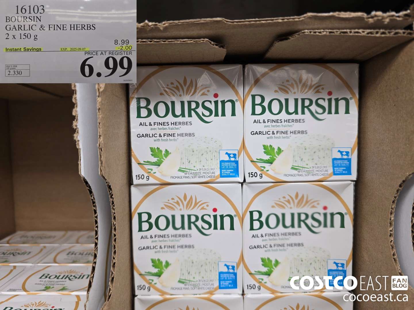16103 BOURSIN GARLIC & FINE HERBS 2 X 150 G ($2.00 INSTANT SAVINGS EXPIRES ON 2025-09-07) $6.99