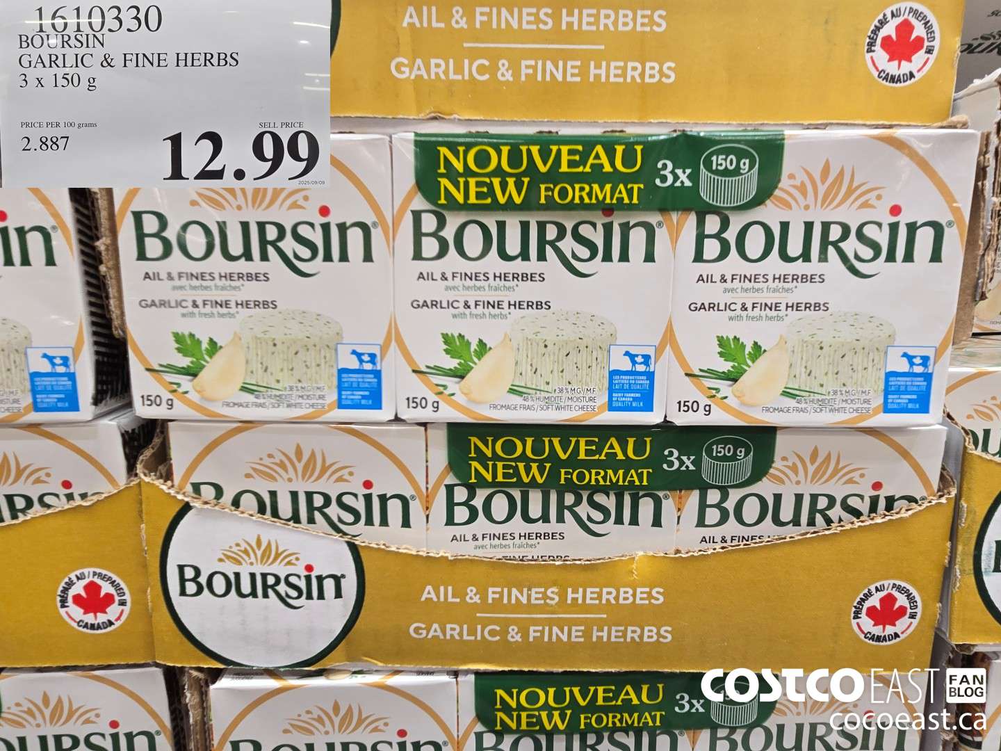 1610330 BOURSIN GARLIC & FINE HERBS 3 x 150g $12.99
