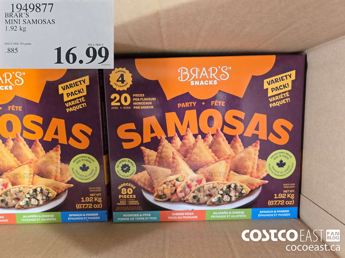 1949877 BRAR'S MINI SAMOSAS 1.92 KG $16.99