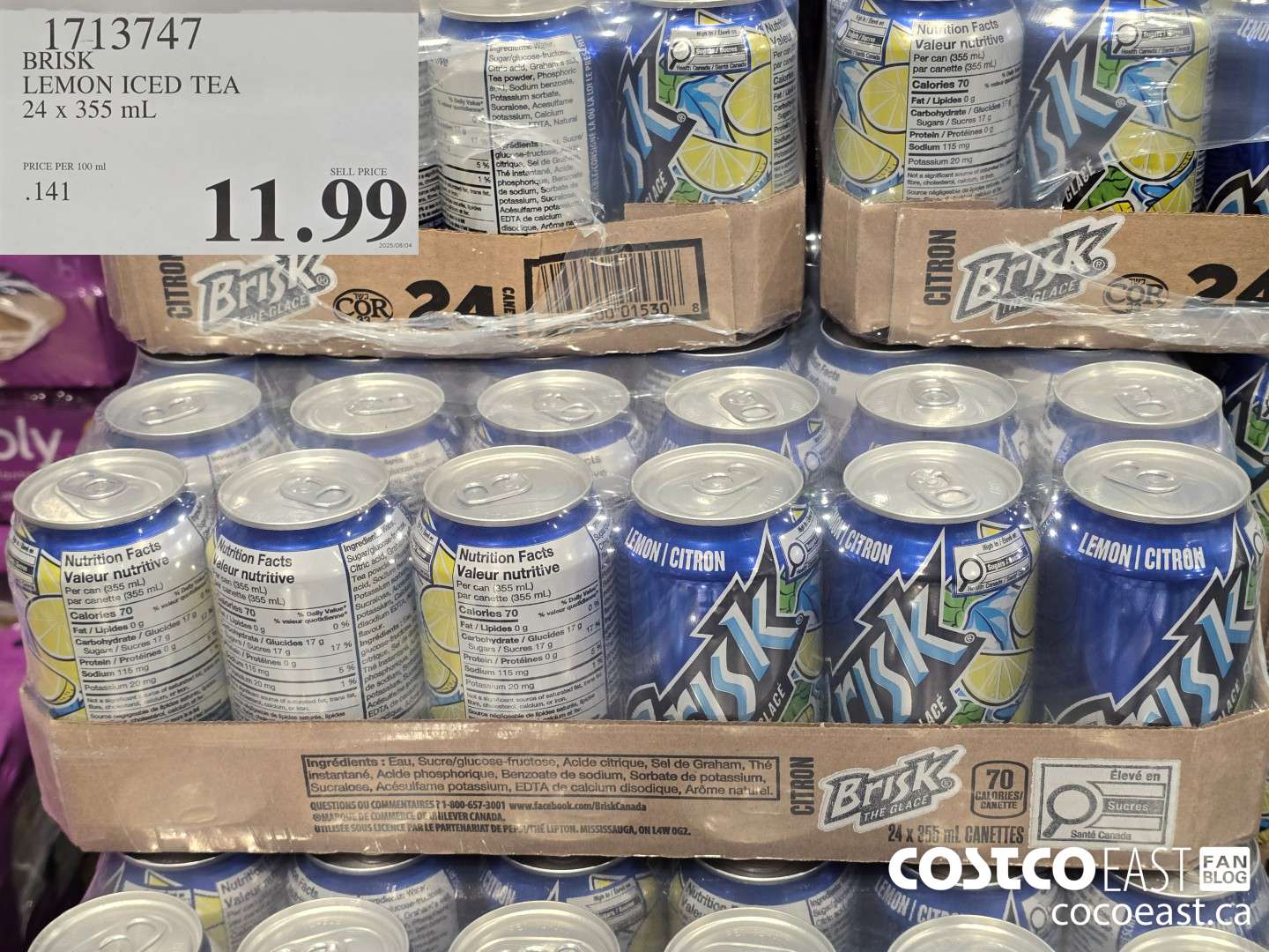 1713747 BRISK LEMON ICED TEA 24 X 355 ML $11.99