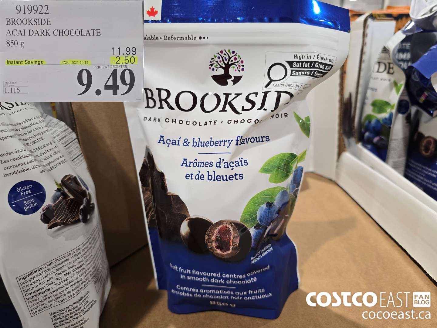 919922 BROOKSIDE ACAI AND BLUEBERRY 850 G ($2.50 INSTANT SAVINGS EXPIRES ON 2025-10-12) $9.49