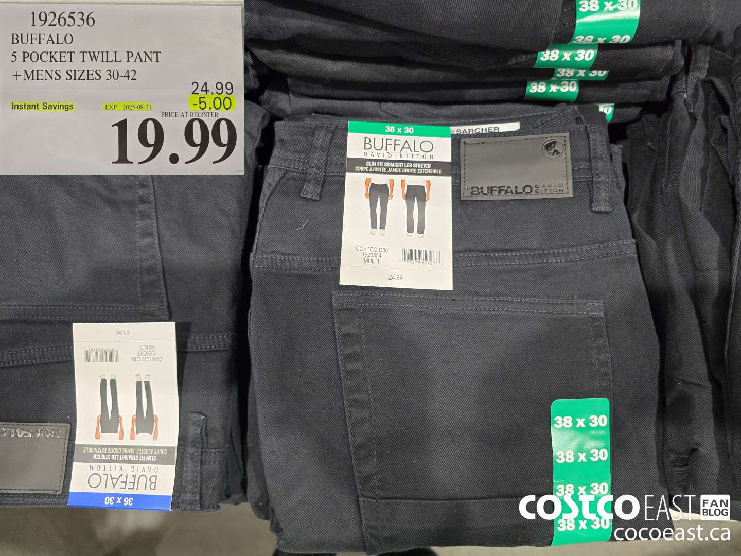 1926536 BUFFALO 5 POCKET TWILL PANT + MENS SIZES 30-42 ($5.00 INSTANT SAVINGS EXPIRES ON 2025-08-31) $19.99
