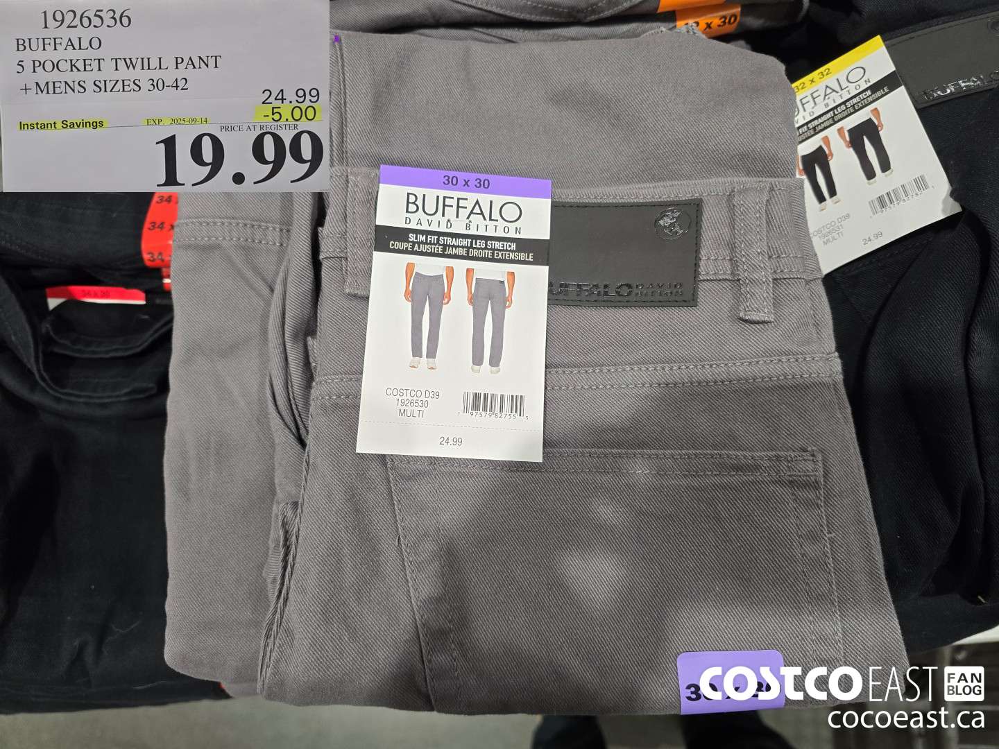 1926536 BUFFALO 5 POCKET TWILL PANT + MENS SIZES 30-42 ($5.00 INSTANT SAVINGS EXPIRES ON 2025-09-14) $19.99
