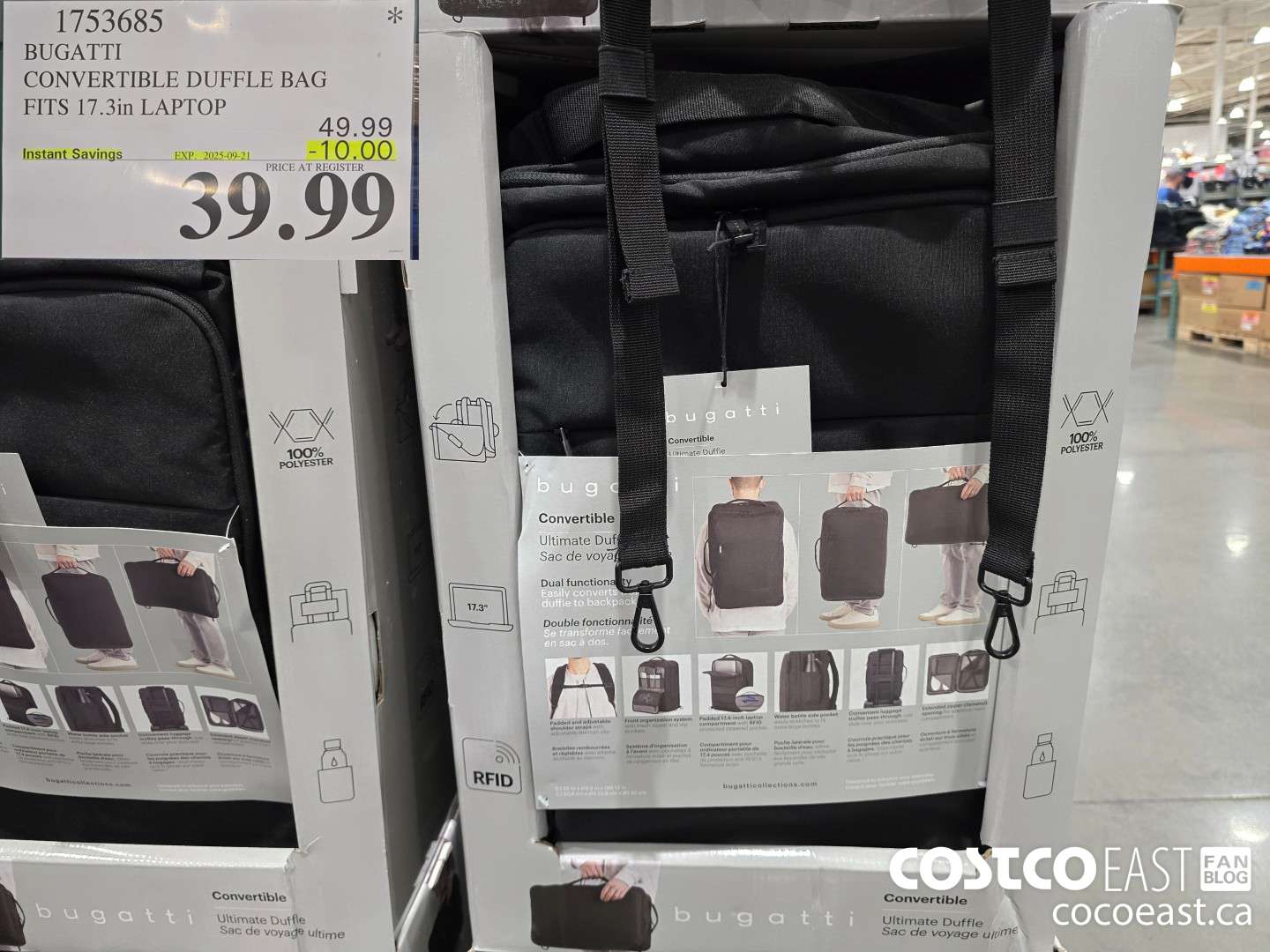 1753685 BUGATTI CONVERTIBLE DUFFLE BAG FITS 17.3in LAPTOP ($10.00 INSTANT SAVINGS EXPIRES ON 2025-09-21) $39.99