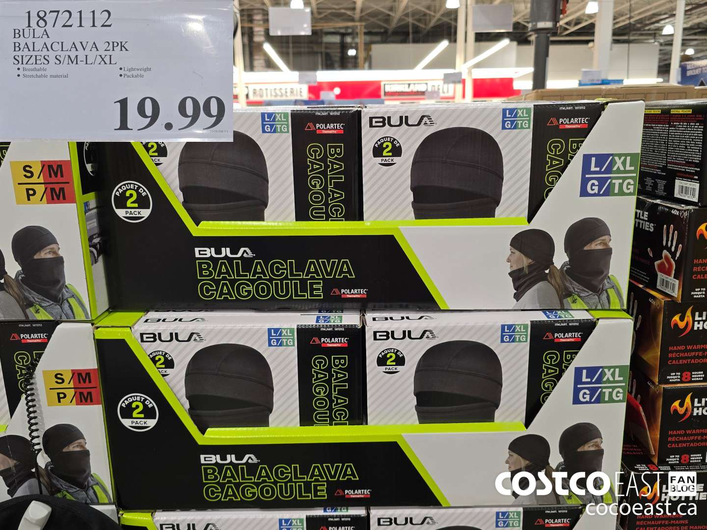 1872112 BULA BALACLAVA 2PK SIZES S/M-L/XL $19.99