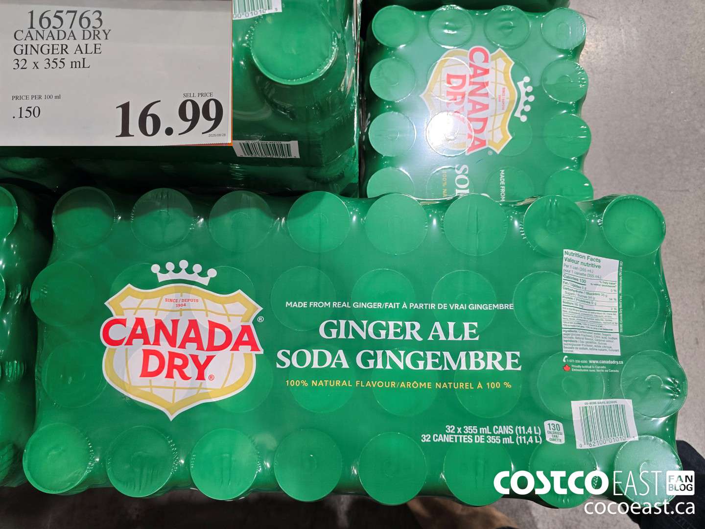 165763 CANADA DRY GINGER ALE 32 X 355 ML $16.99