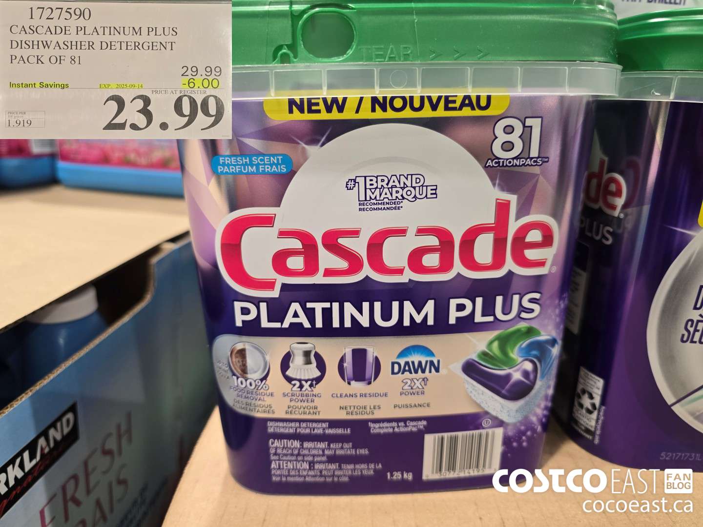 1727590 CASCADE PLATINUM PLUS DISHWASHER DETERGENT PACK OF 81 ($6.00 INSTANT SAVINGS EXPIRES ON 2025-09-14) $23.99