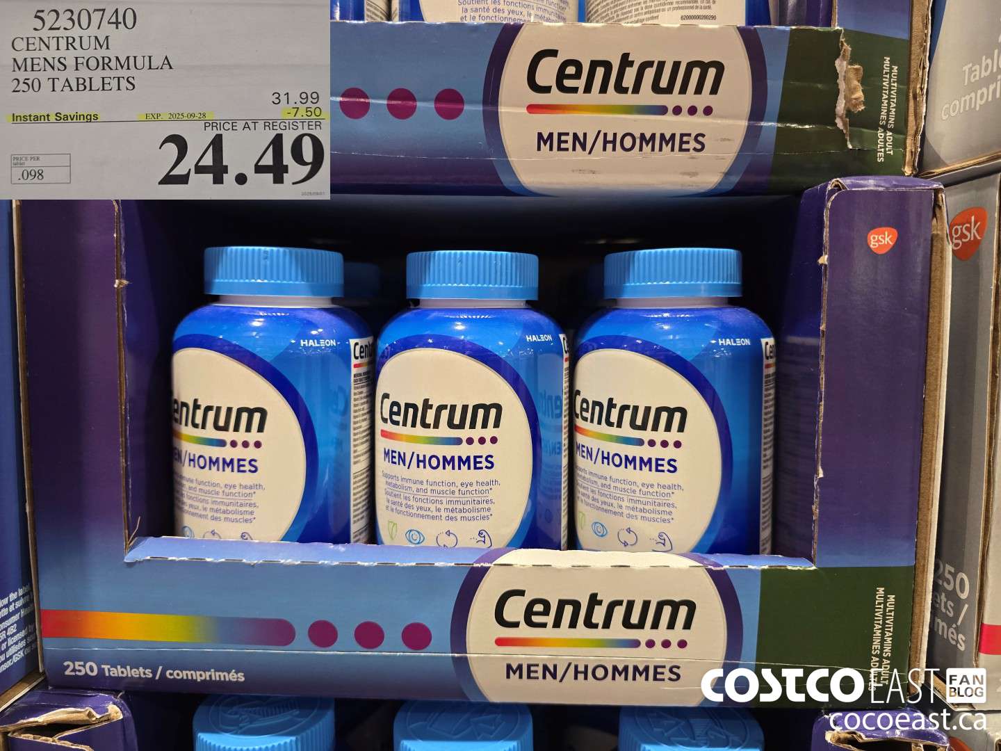 5230740 CENTRUM MENS FORMULA 250 TABLETS ($7.50 INSTANT SAVINGS EXPIRES ON 2025-09-28) $24.49