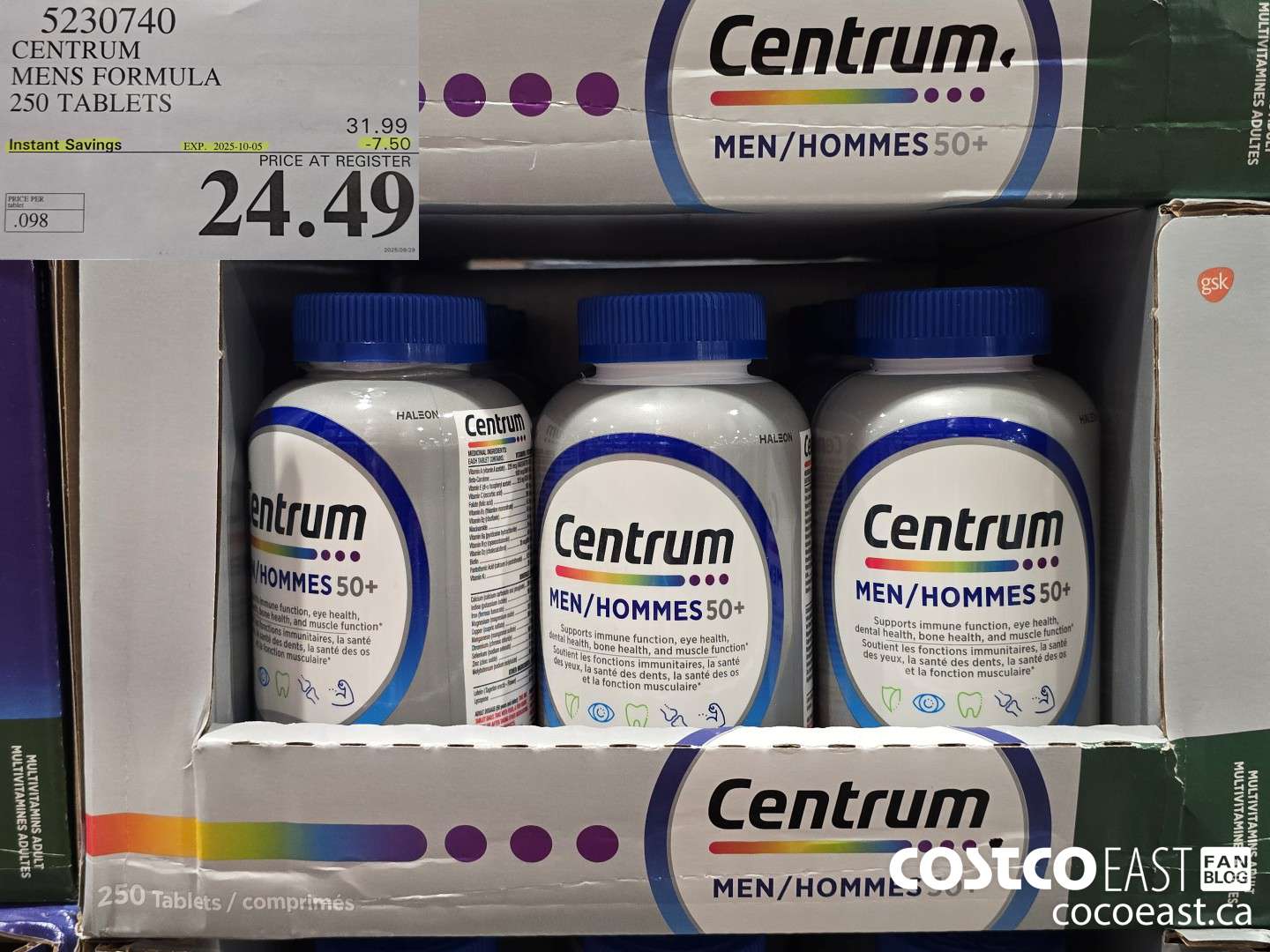 5230740 CENTRUM MENS FORMULA 250 TABLETS ($7.50 INSTANT SAVINGS EXPIRES ON 2025-10-05) $24.49