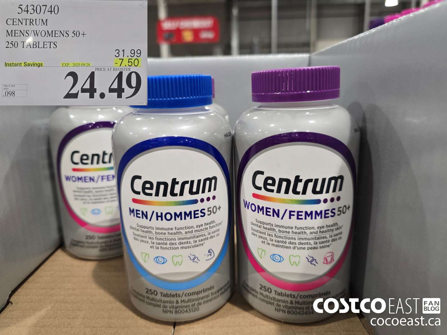 5430740 CENTRUM MEN 50+ FORMULA 250 TABLETS ($7.50 INSTANT SAVINGS EXPIRES ON 2025-09-28) $24.49