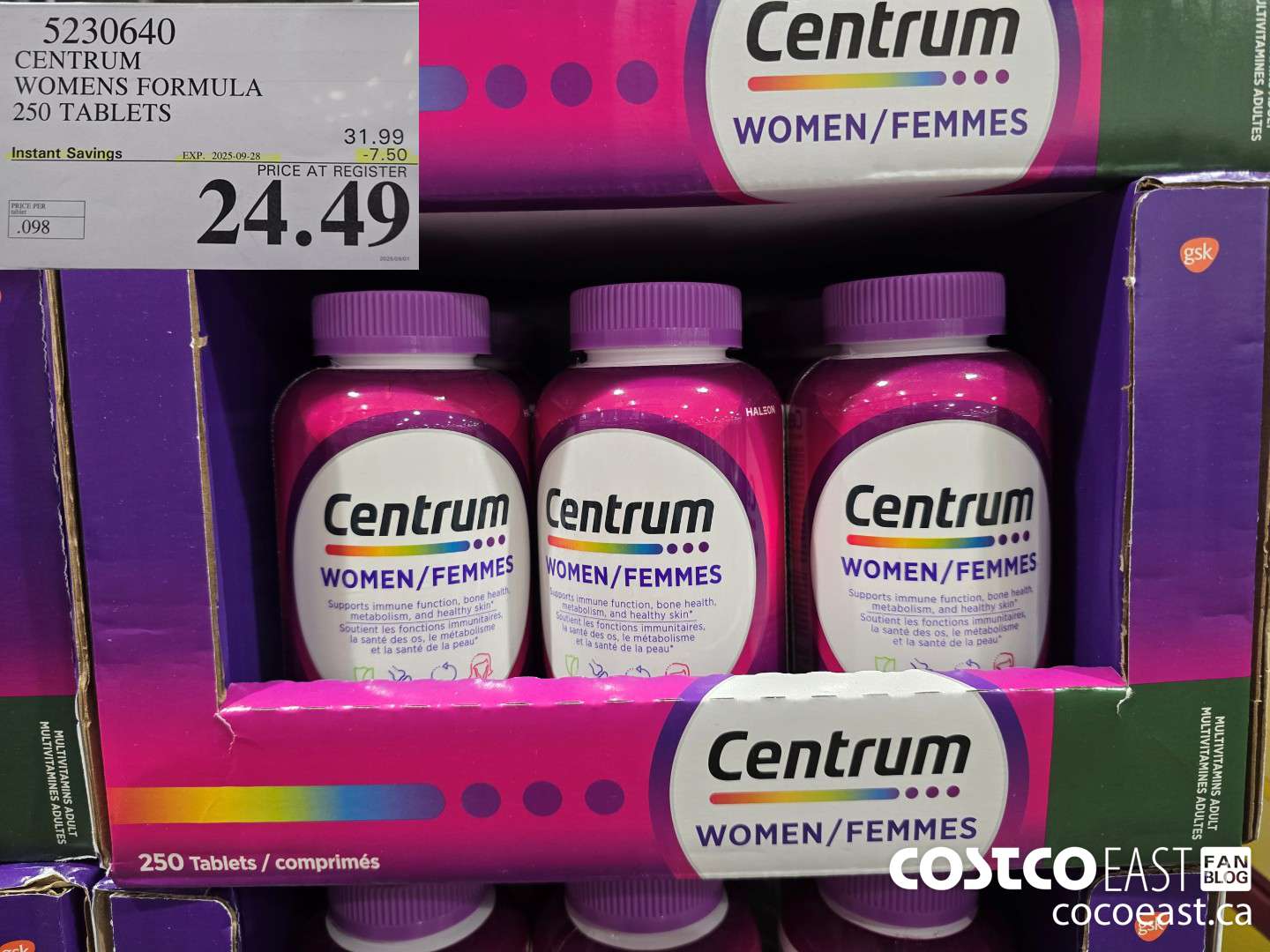 5230640 CENTRUM WOMENS FORMULA 250 TABLETS ($7.50 INSTANT SAVINGS EXPIRES ON 2025-09-28) $24.49