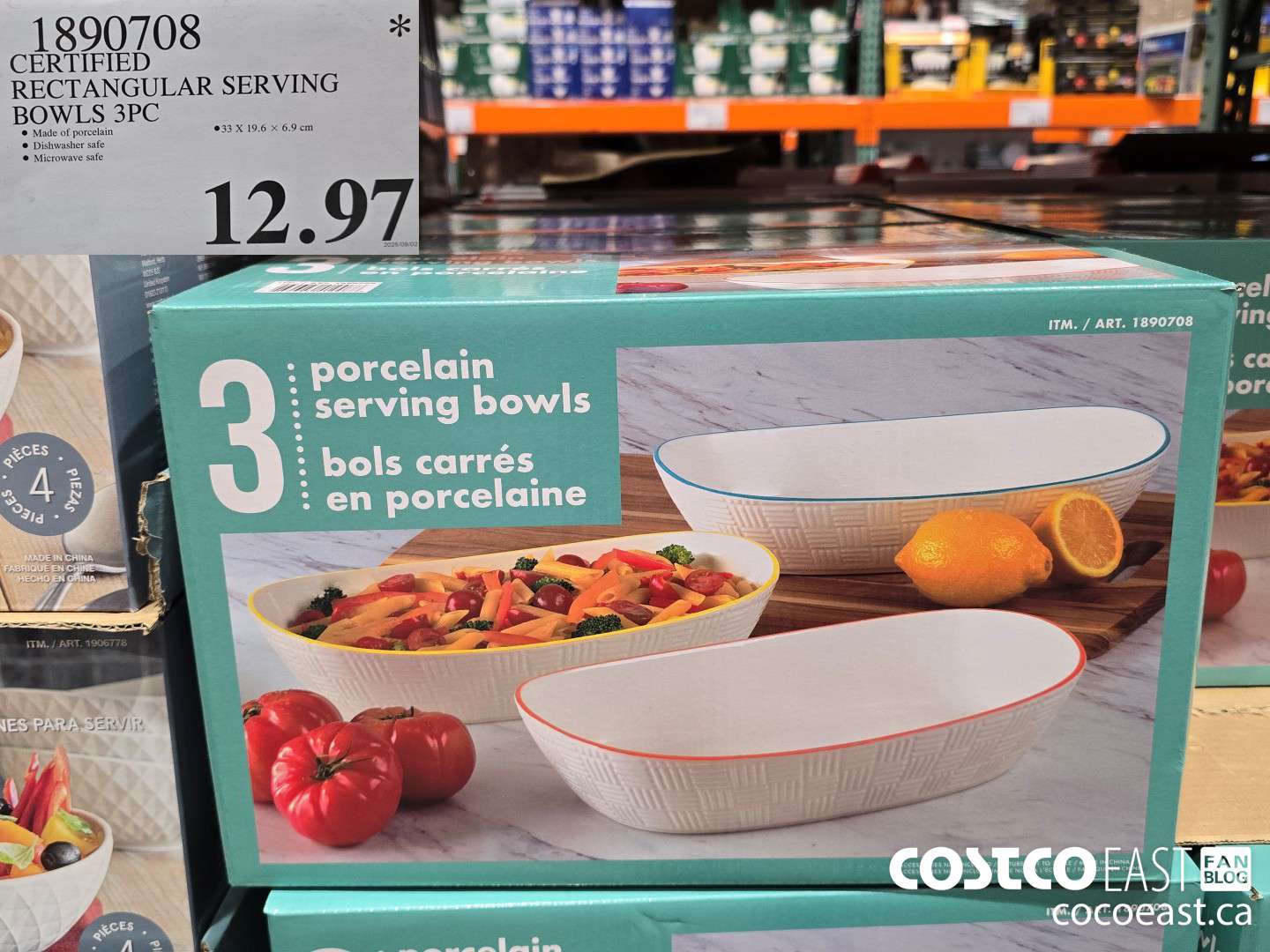 1890708 CERTIFIED RECTANGULAR SERVING BOWLS 3PC $12.97