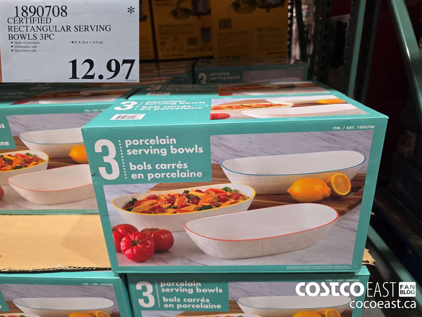 1890708 CERTIFIED RECTANGULAR SERVING BOWLS 3PC $12.97