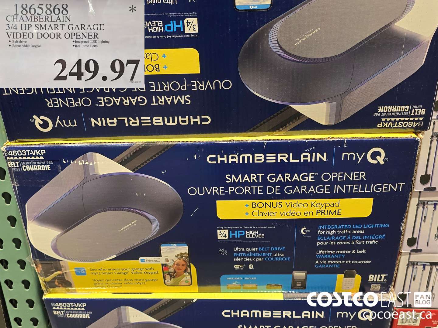 1865868 CHAMBERLAIN 3/4 HP SMART GARAGE VIDEO DOOR OPENER $249.97