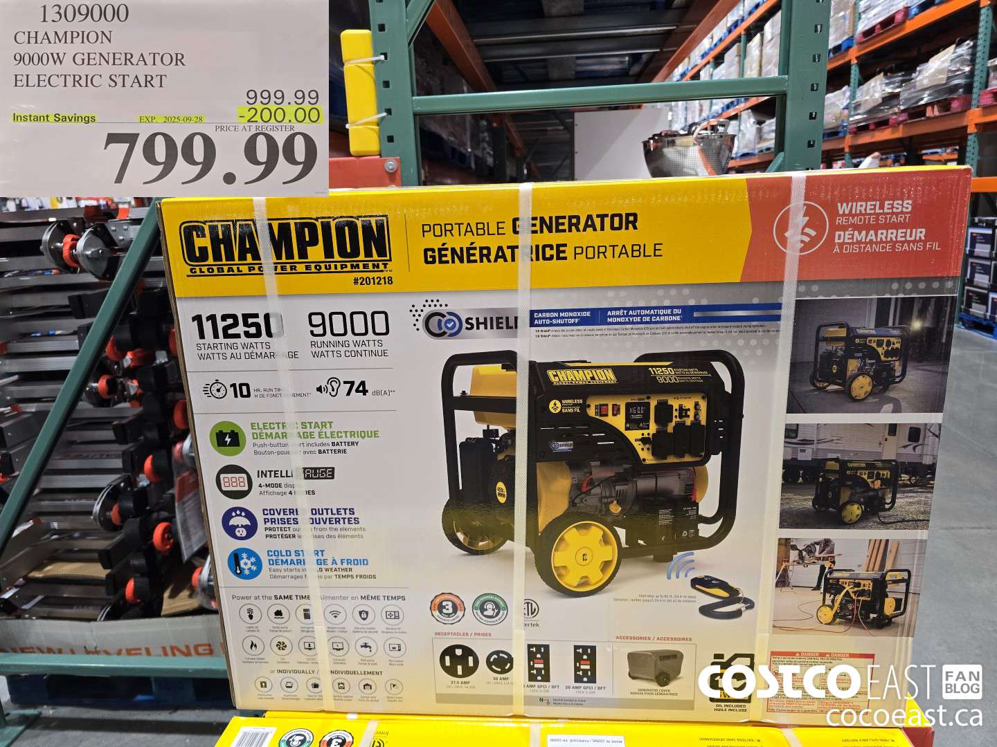 1309000 CHAMPION 9000W GENERATOR ELECTRIC START ($200.00 INSTANT SAVINGS EXPIRES ON 2025-09-28) $799.99