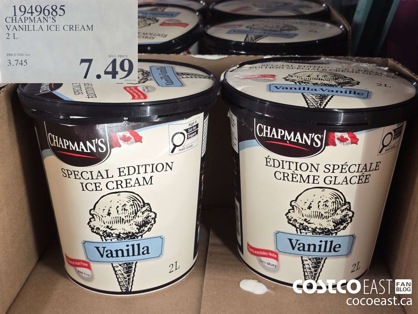 1949685 CHAPMAN'S VANILLA ICE CREAM 2 L $7.49