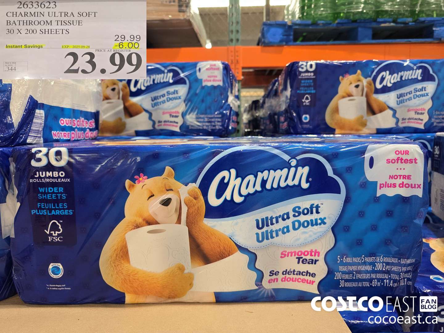 2633623 CHARMIN ULTRA SOFT BATHROOM TISSUE 30 X 200 SHEETS ($6.00 INSTANT SAVINGS EXPIRES ON 2025-09-28) $23.99