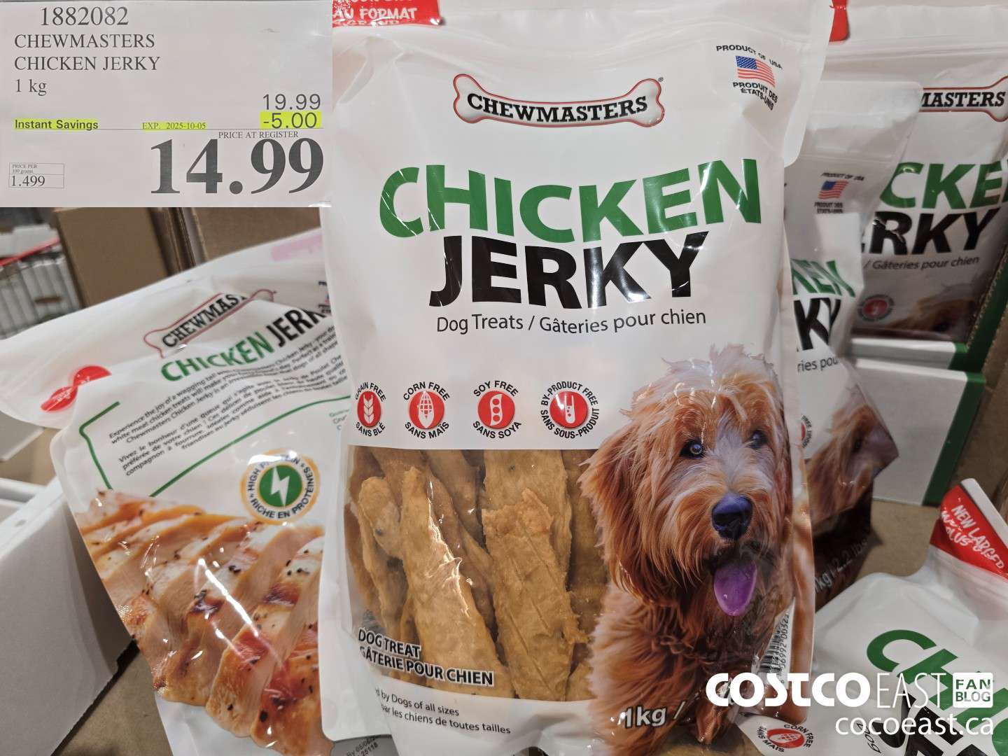 1882082 CHEWMASTERS CHICKEN JERKY 2.2 kg ($5.00 INSTANT SAVINGS EXPIRES ON 2025-10-05) $14.99