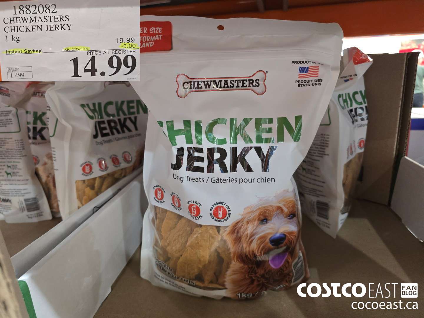 1882082 CHEWMASTERS CHICKEN JERKY 2.2 kg ($5.00 INSTANT SAVINGS EXPIRES ON 2025-10-05) $14.99
