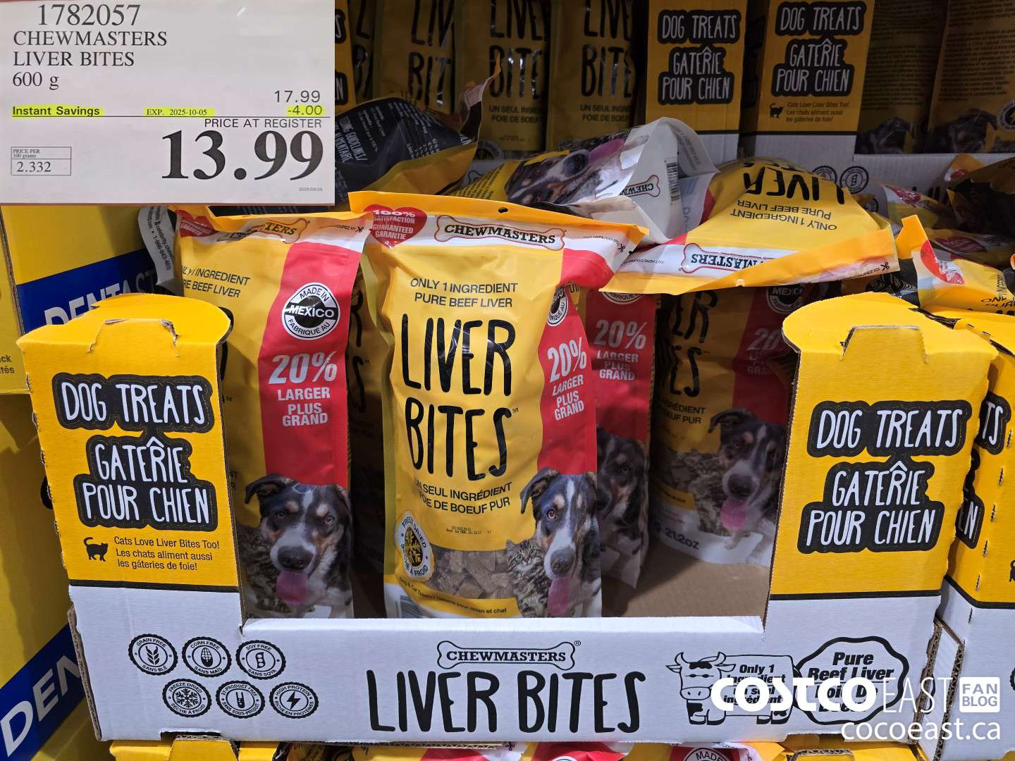 1782057 CHEWMASTERS LIVER BITES 600 g ($4.00 INSTANT SAVINGS EXPIRES ON 2025-10-05) $13.99