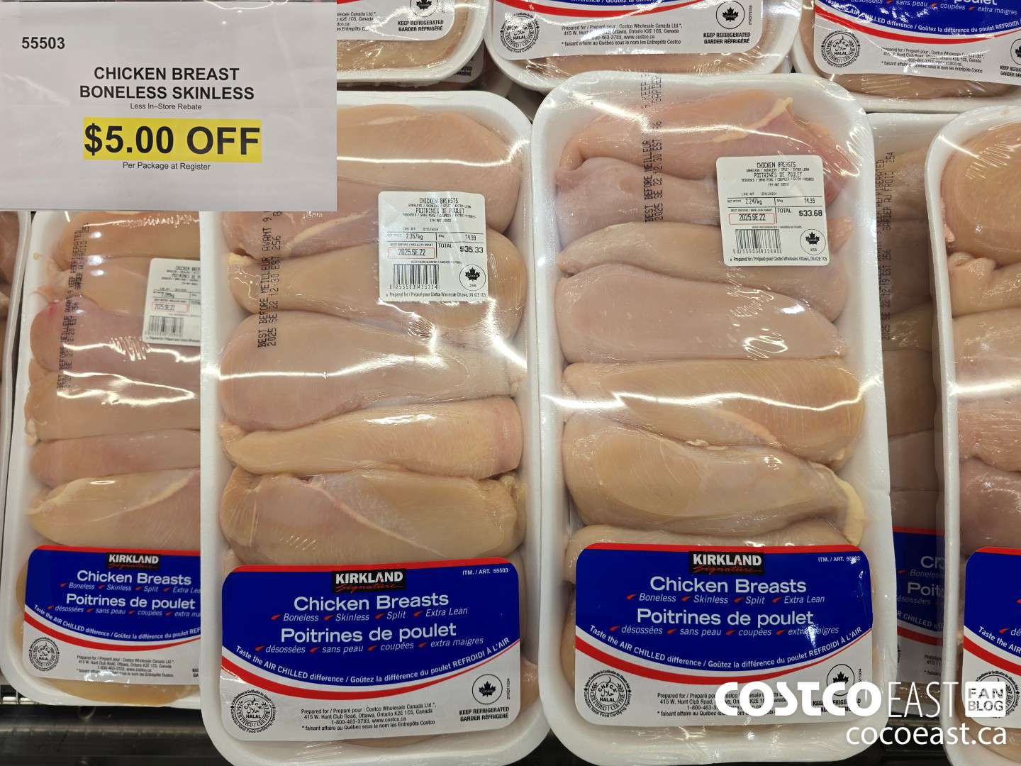 55503 CHICKEN BREASTS BONELESS SKINLESS ($5.00 INSTANT SAVINGS)