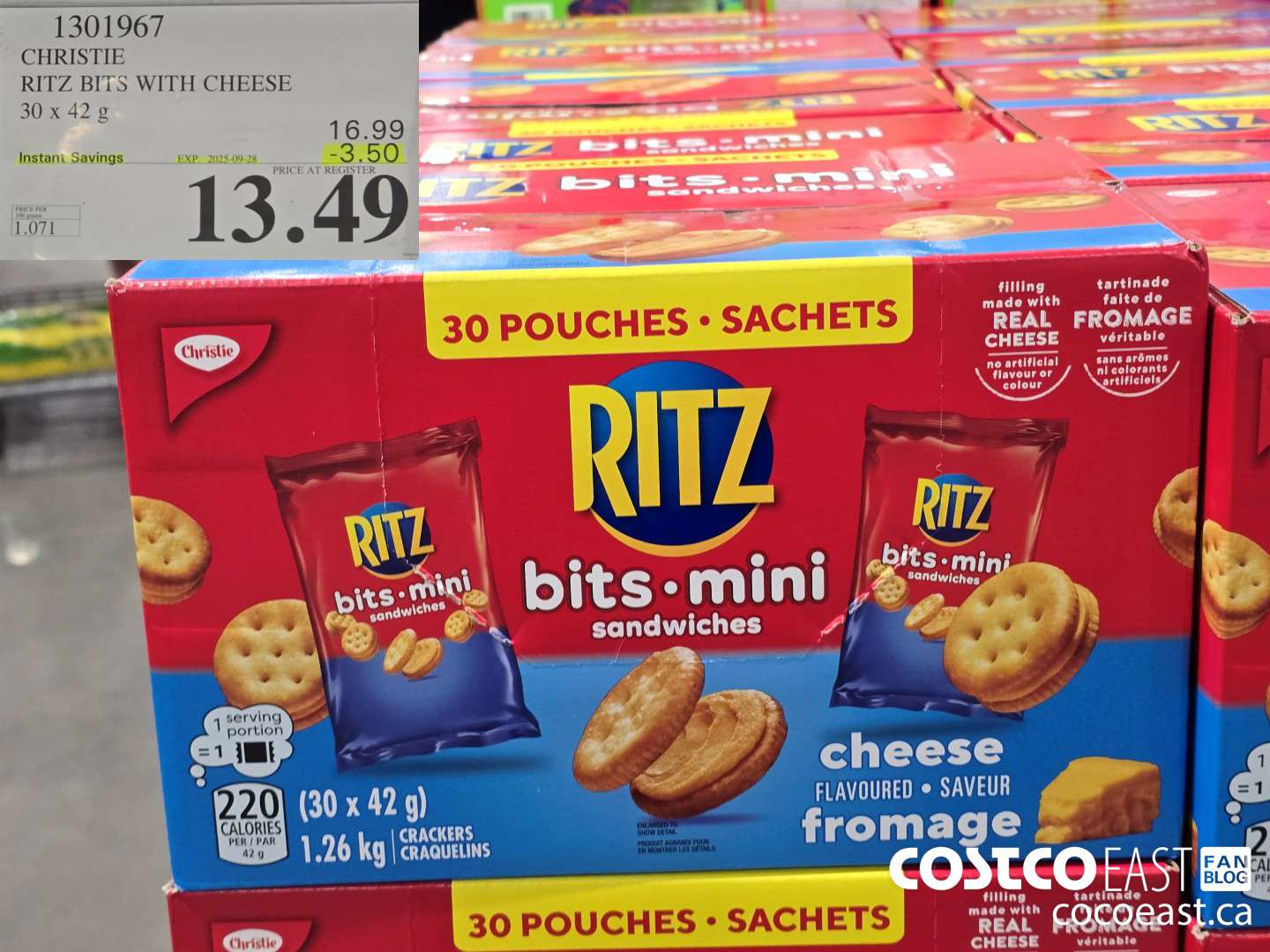 1301967 CHRISTIE RITZ BITS SANDWICHES 30 x 42 g ($3.50 INSTANT SAVINGS EXPIRES ON 2025-09-28) $13.49
