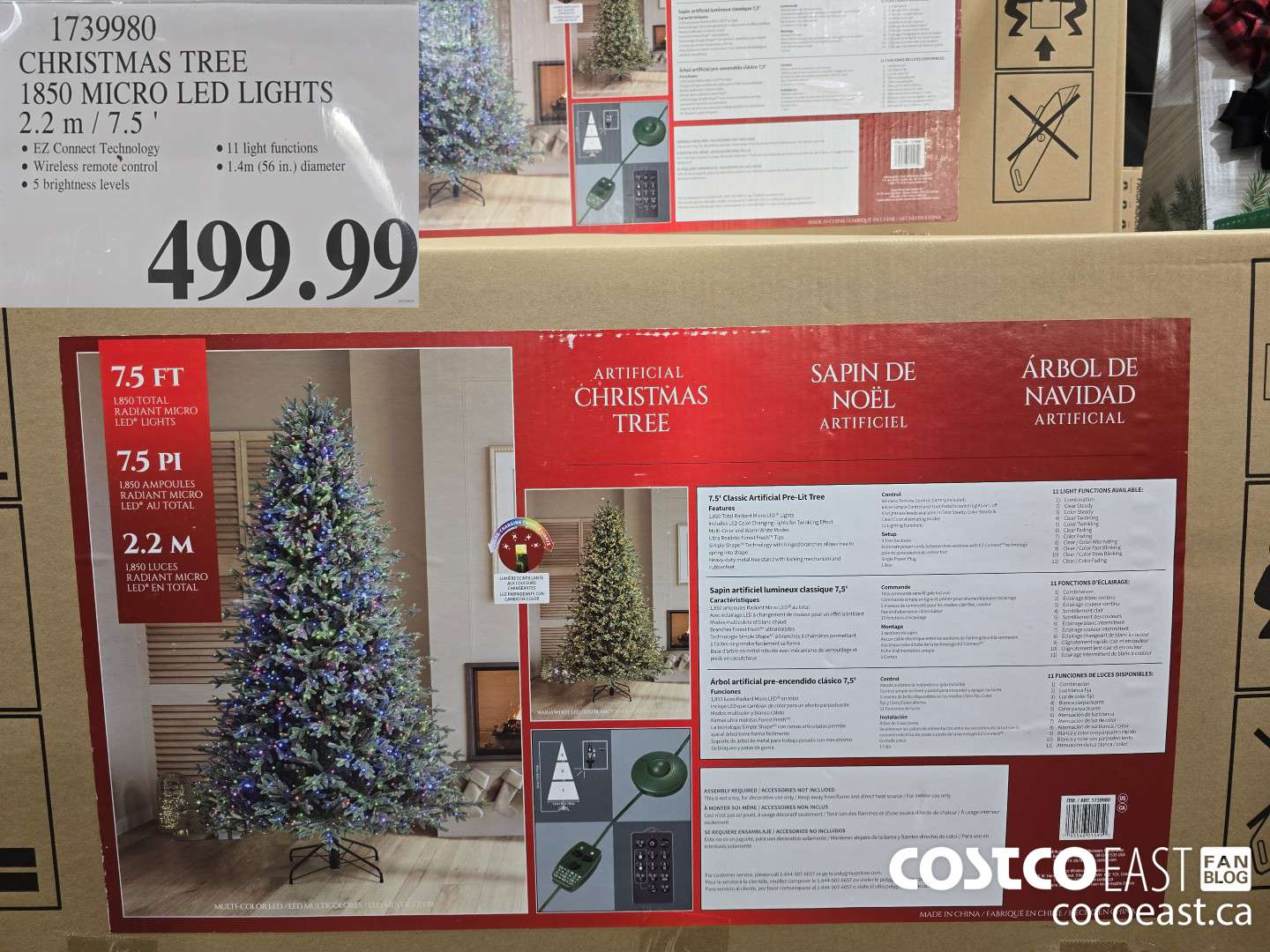 1739980 CHRISTMAS TREE 1850 MICRO LED LIGHTS 2.2 M /7.5' $499.99