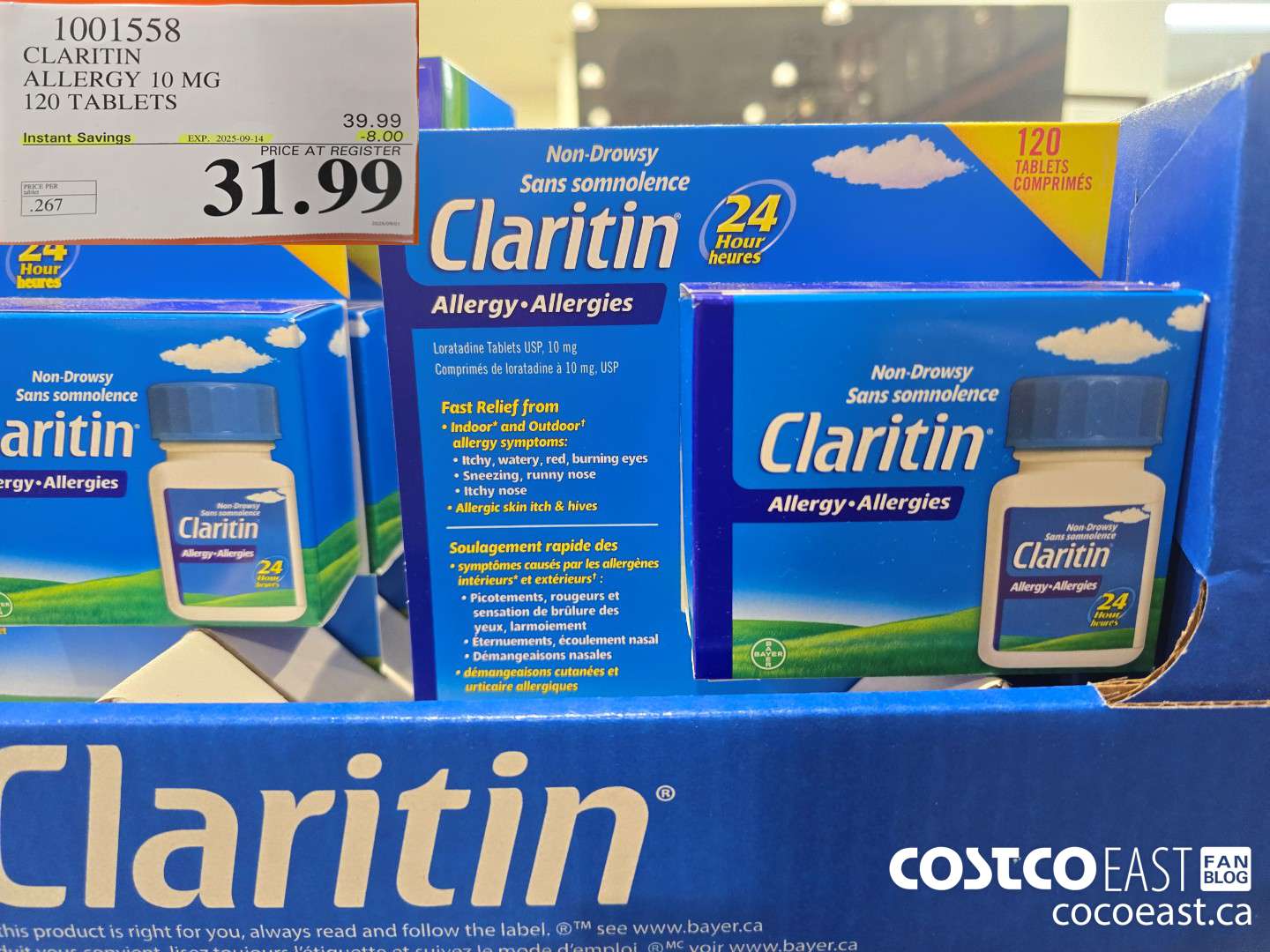 1001558 CLARITIN ALLERGY 10MG 120 TABLETS ($8.00 INSTANT SAVINGS EXPIRES ON 2025-09-14) $31.99