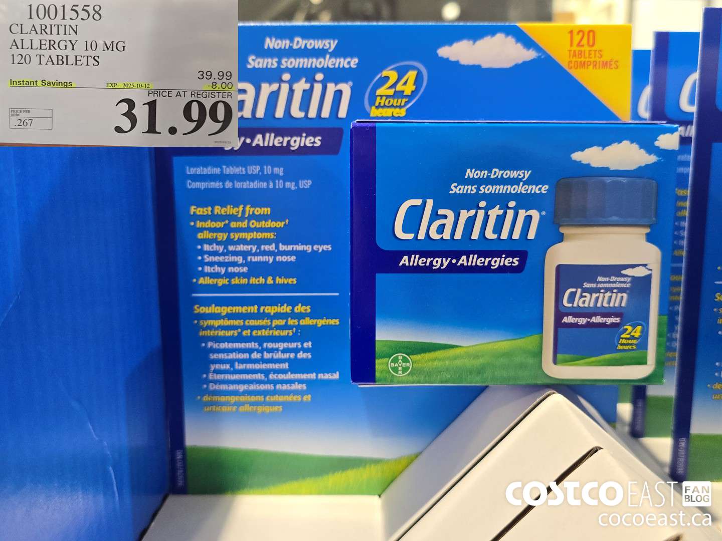 1001558 CLARITIN ALLERGY 10MG 120 TABLETS ($8.00 INSTANT SAVINGS EXPIRES ON 2025-10-12) $31.99