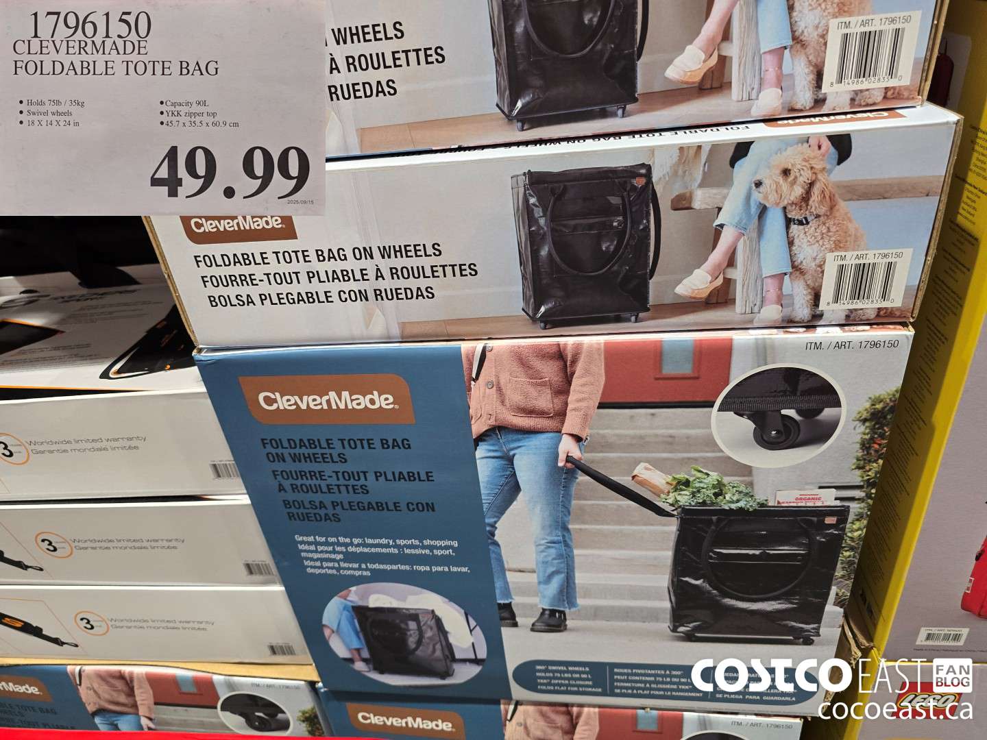 1796150 CLEVERMADE FOLDABLE TOTE BAG $49.99