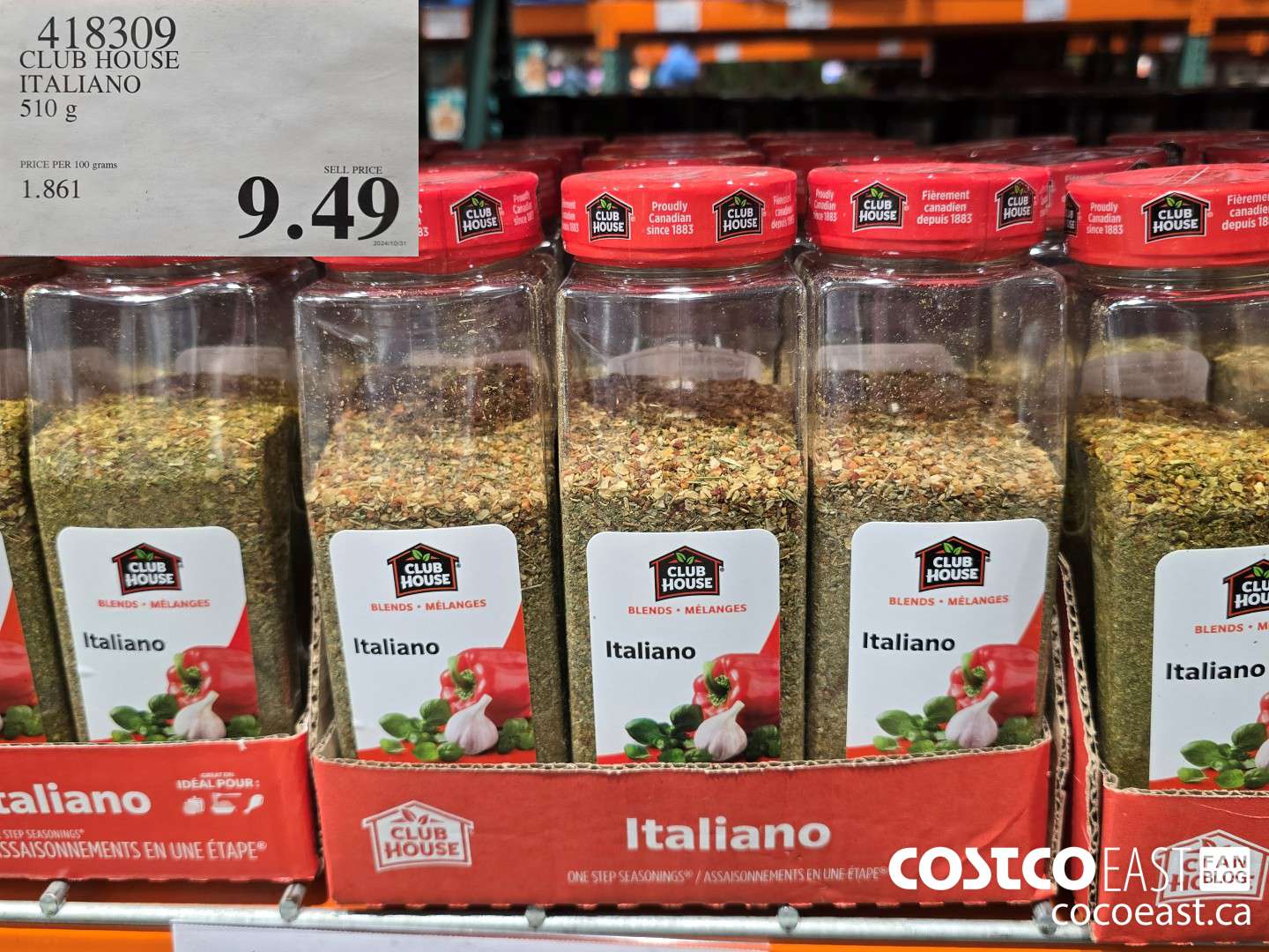 418309 CLUBHOUSE ITALIAN SEASONING 510 G $9.49