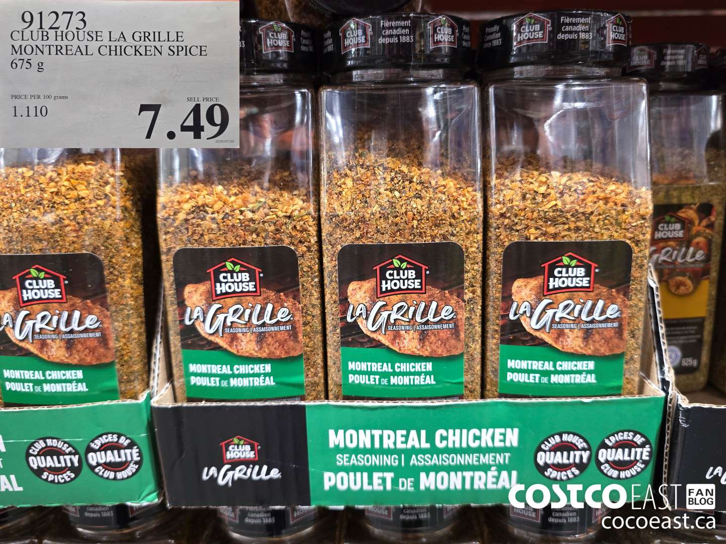 91273 CLUB HOUSE MONTREAL CHICKEN SPICE 675 G $7.49