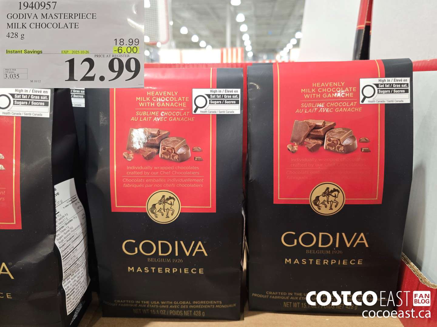 1940957 CODIVA MASTERPIECE MILK CHOCOLATE 428 g ($6.00 INSTANT SAVINGS EXPIRES ON 2025-10-26) $12.99
