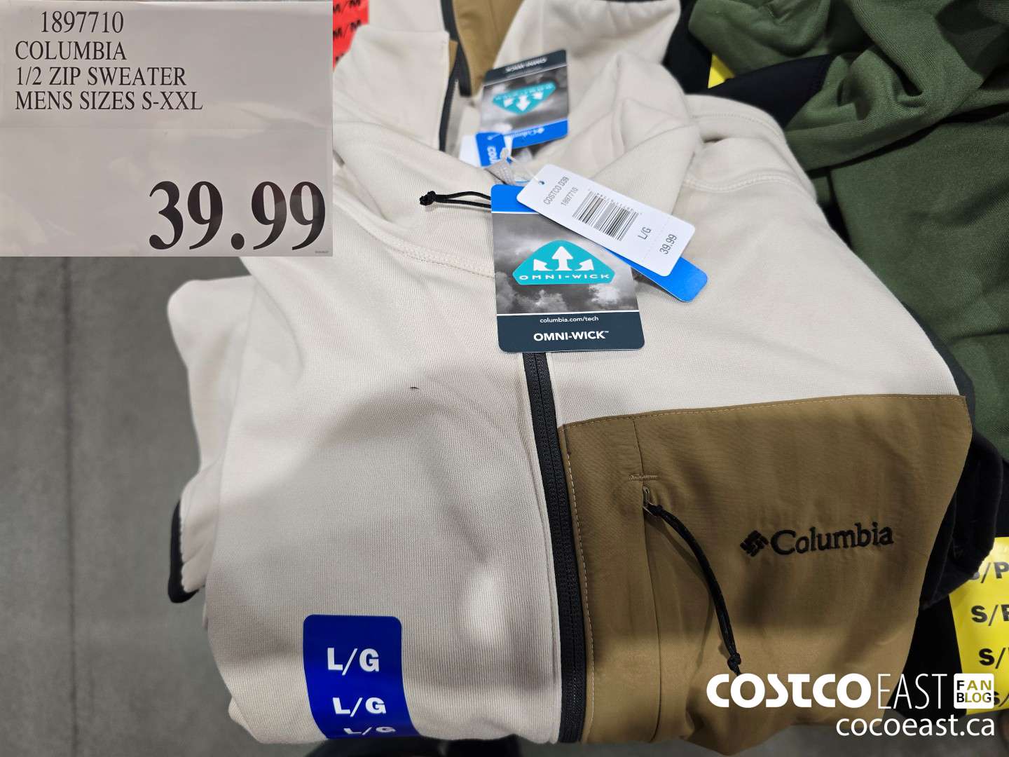 1897710 COLUMBIA 1/2 ZIP SWEATER MENS SIZES S-XXL $39.99