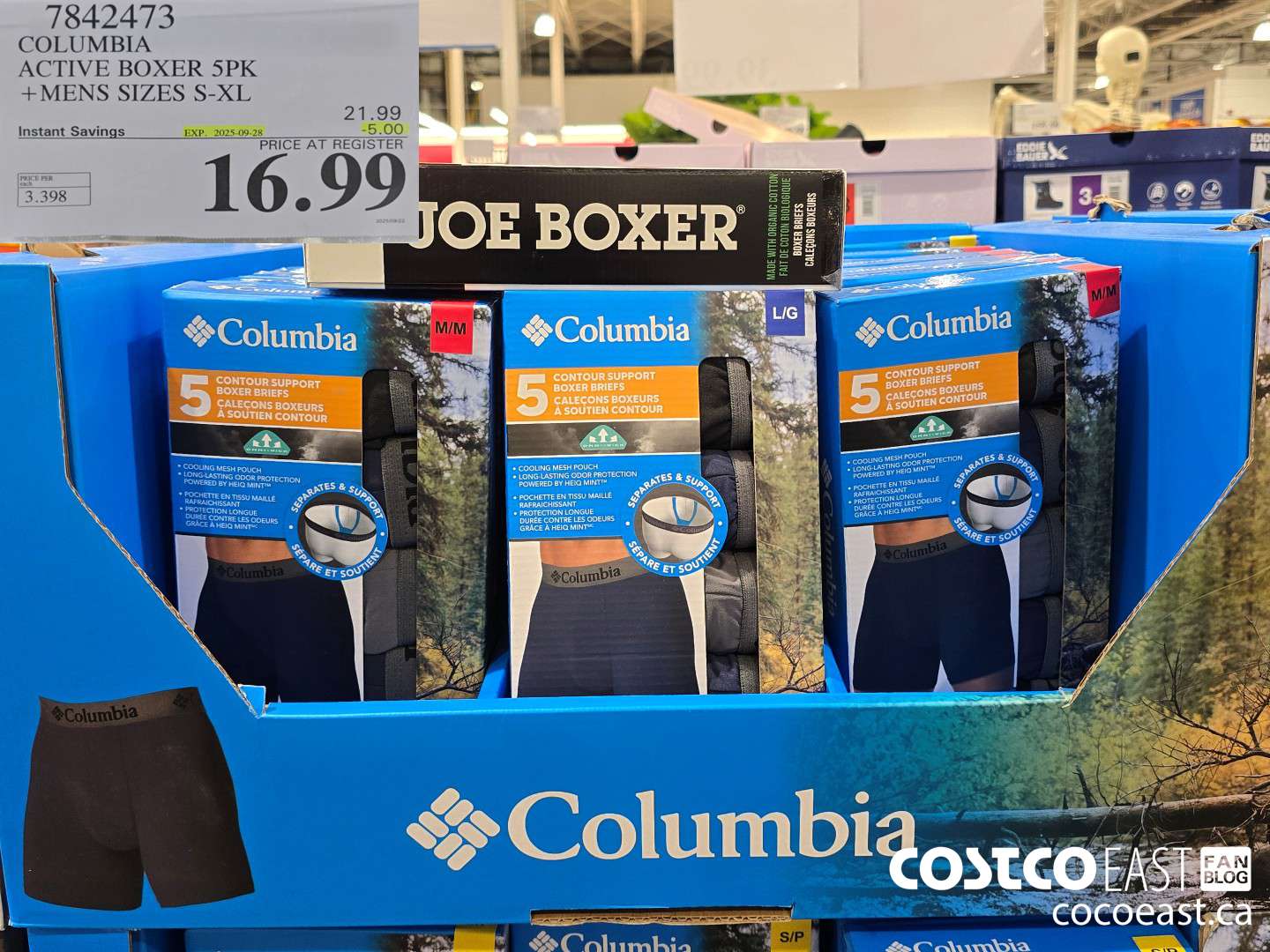 7842473 COLUMBIA ACTIVE BOXER 5PK +MENS SIZES S-XL ($5.00 INSTANT SAVINGS EXPIRES ON 2025-09-28) $16.99