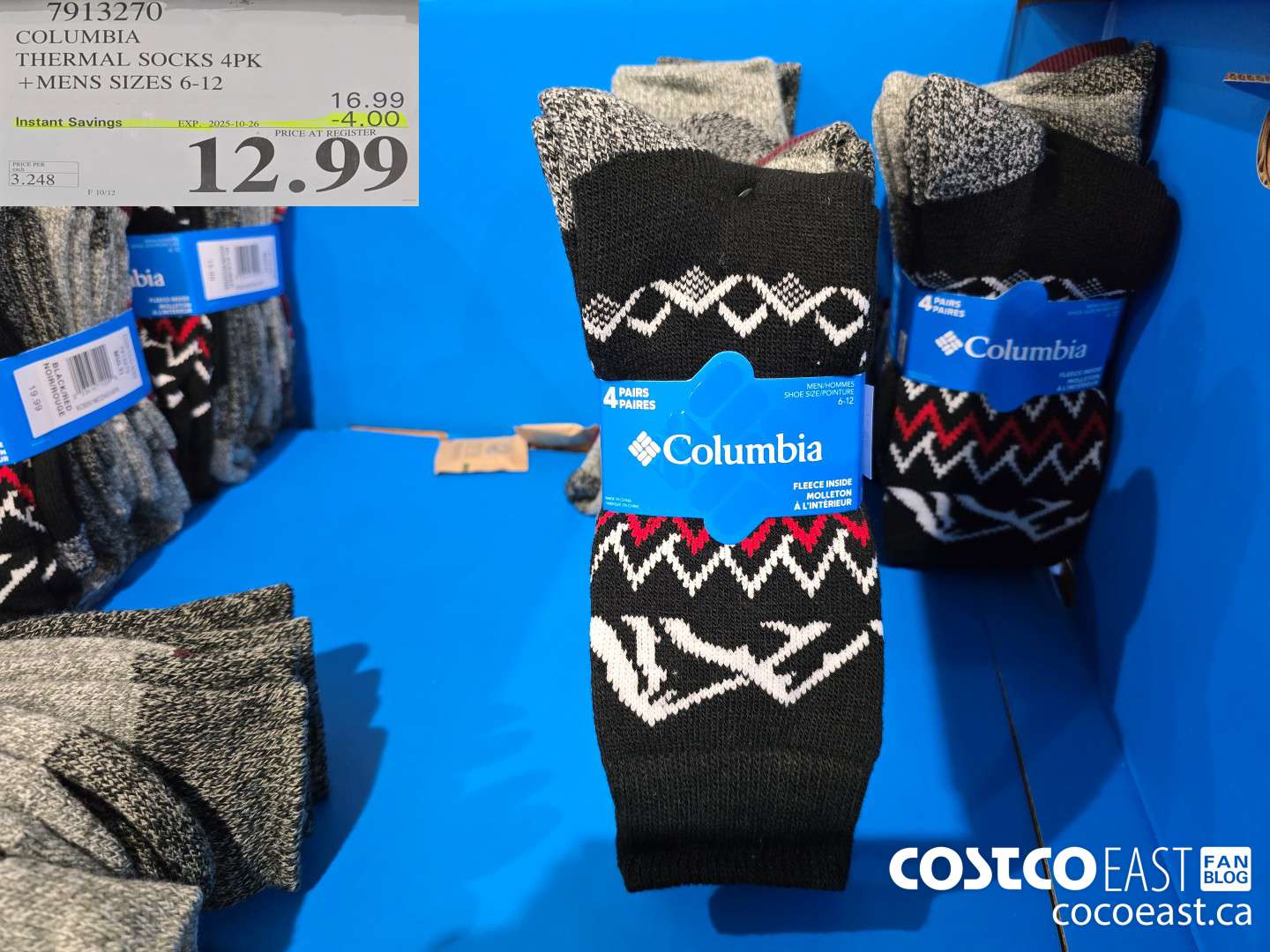 7913270 COLUMBIA THERMAL SOCKS 4PK +MENS SIZES 6-12 ($4.00 INSTANT SAVINGS EXPIRES ON 2025-10-26) $12.99