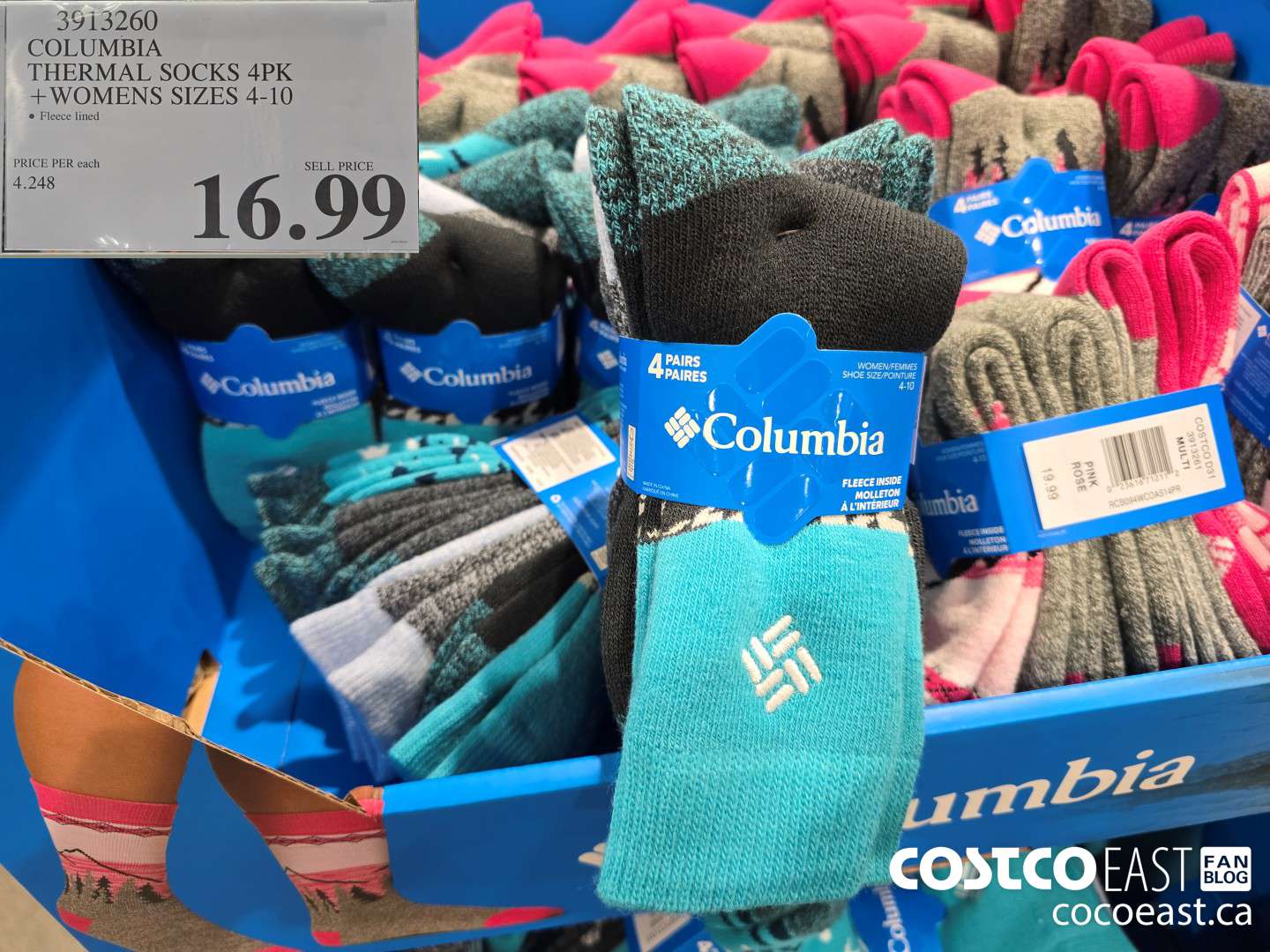 3913260 COLUMBIA THERMAL SOCKS 4PK +WOMENS SIZES 4-10 $16.99