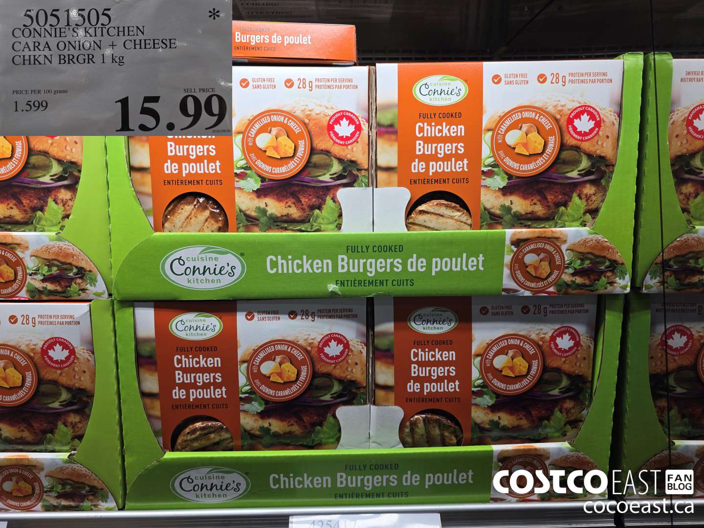 5051505 CONNIE'S KITCHEN CARA ONION + CHEESE CHKN BRGR 1 kg $15.99