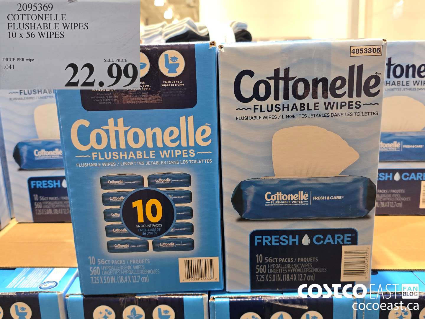 2095369 COTTONELLE FLUSHABLE WIPES 10 x 56 WIPES $22.99