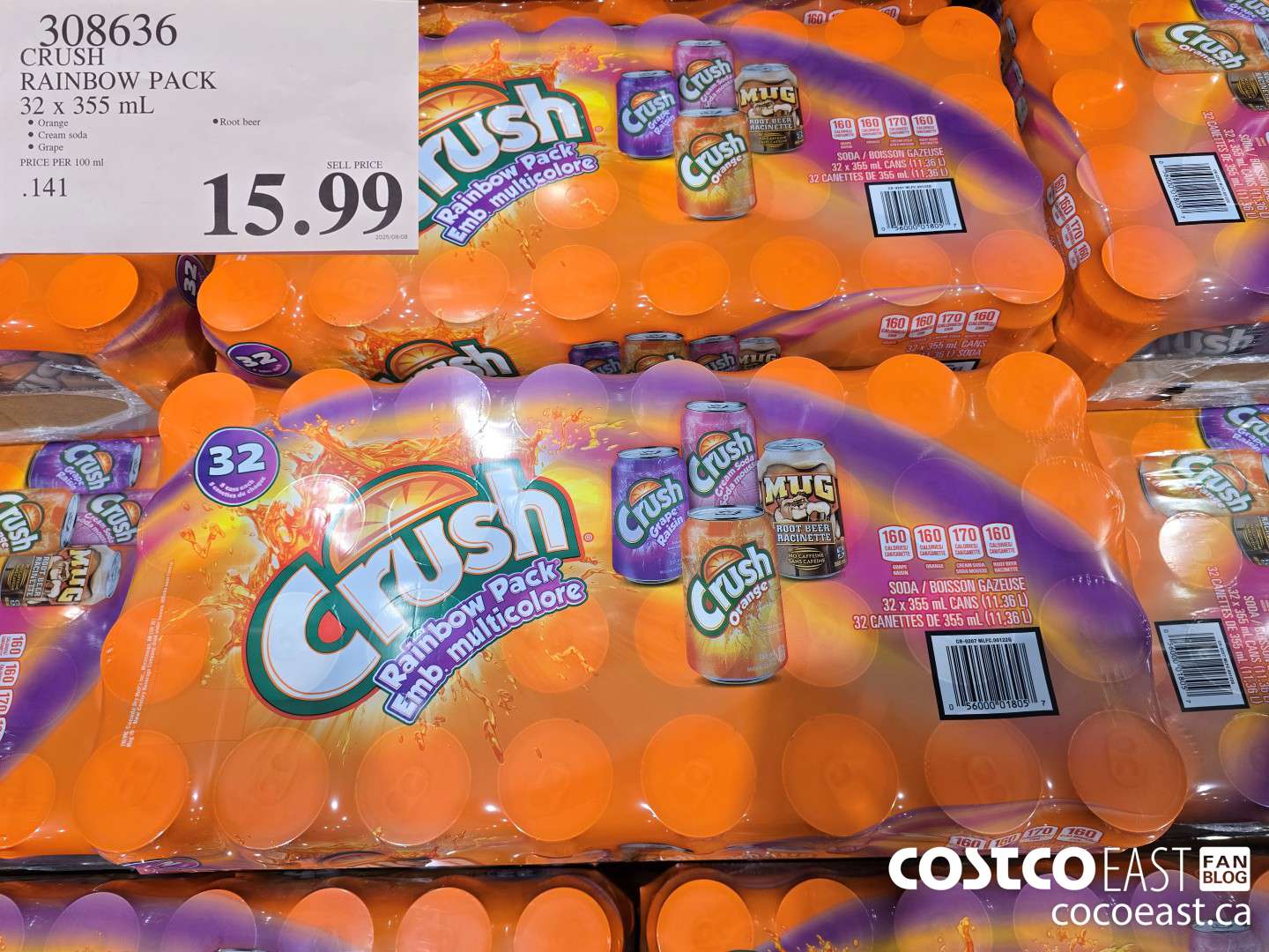 308636 CRUSH RAINBOW PACK 32 X 355 ML $15.99