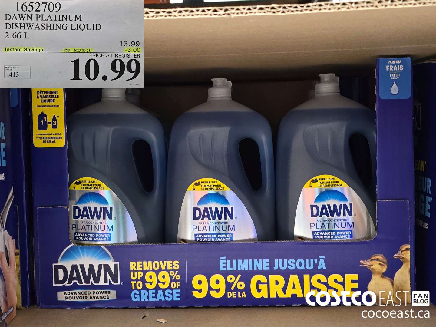 1652709 DAWN PLATINUM DISHWASHER LIQUID 2.66L ($3.00 INSTANT SAVINGS EXPIRES ON 2025-09-28) $10.99